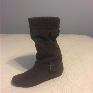 Suede Calf Length Boots